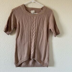 Kenji Women’s Cable Knit Sweater Shirt Medium Beige Preppy Koket Gilmore Granny